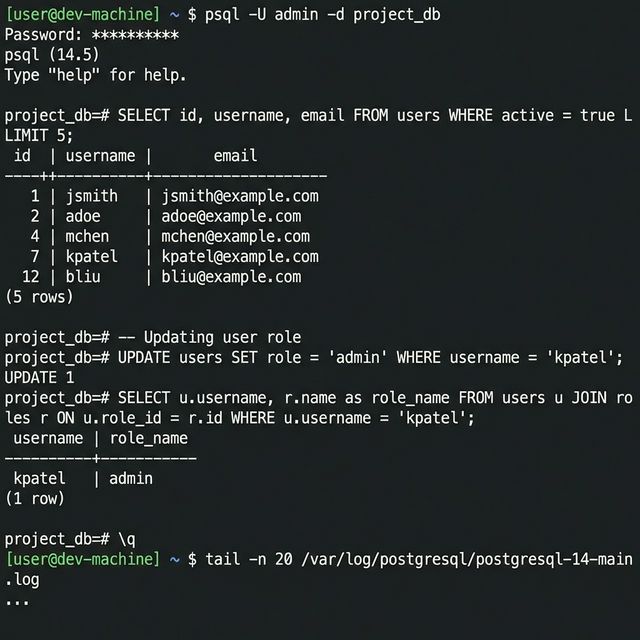 Phase2実践スキル習得：LinuxターミナルとSQL操作の実践画面